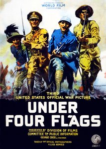 Póster publicitario de la película Bajo Cuatro Banderas, 1917